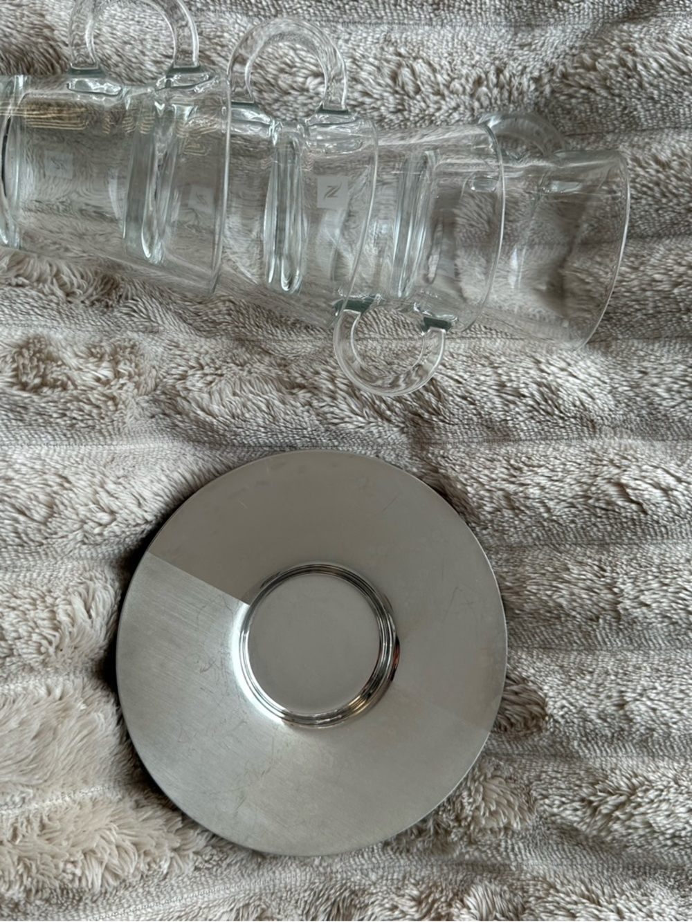 Nespresso Clear Glass Stackable Cups with Stainless Steel Saucers